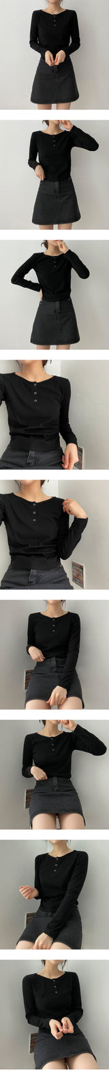 ポヒティックボタンロングスリーブT / Pohee's Tick Button Long Sleeve Tee