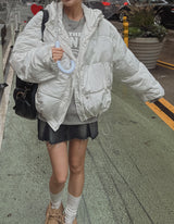 (UNISEX) マシュマロフードクロップダウン