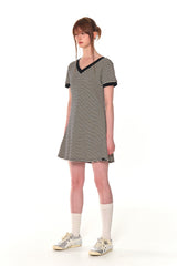 V NECK STRIPE OPS (WHITE)