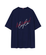 シグネイチャーバックレタリングフレンチショートスリーブTシャツT65/Signature Back Lettering French Short Sleeve T65 Navy