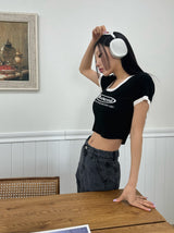 blur short sleeve cropped tee