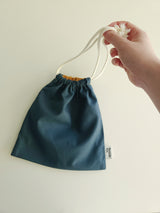 Two tone string pouch - teal blue L