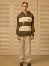 WIDE STRIPE RAGLAN HOODIE (KHAKI) (6675315720310)