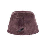Fur Long Label Solid Drop Bucket Hat Burgundy