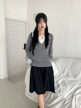 Rti Vintage V-neck Lace Hooded Long Sleeve T-shirt