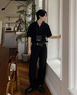 ホルター ツータック デニムシャツ / Halter Two-tuck Denim Shirt