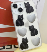 黒猫ハート携帯ケース