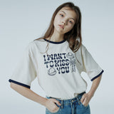 タイポリンガーTシャツ / I WANT TO KISS YOU typo ringer half sleeve t shirts