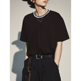 ニットカラーラウンドTシャツ / KNITTING COLLAR ROUND T-SHIRT_BK