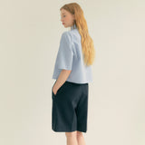 ツーボタンワンタックベルミューダパンツ / Two-Button One Tuck Bermuda Pants (Black)