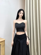 サテンキューブコルセットトップ/798. Satin curve corset top (2color)