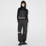 Denim Knit Blocking Pants [BLACK] (6638402568310)