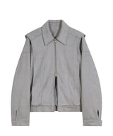 87-STAN029 [Vegan Suede] Multi-placket Suede Jacket Gray