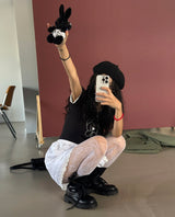 レースハートラビットキッチ―ショートスリーブtシャツ