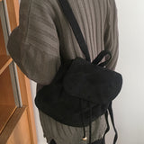 Boot string suede velvet backpack