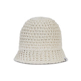 Monogram label knit punching summer bucket hat Cream