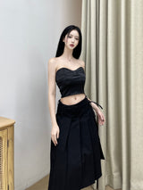 サテンキューブコルセットトップ/798. Satin curve corset top (2color)