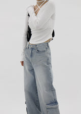 ラップストリングコルゲーテッドTシャツ / Wrap string corrugated T-shirt (4color)