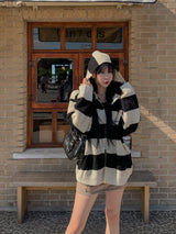 (UNISEX) エバーストライプニットフード