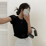 [3color/ body correction] レタリングエンボスシャーリングTシャツ