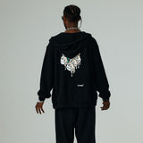 ハートプリンティングフードジップアップ/HEART PRINTING HOOD ZIP-UP-BLACK
