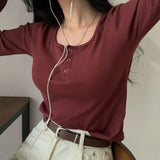 [Daily] スナップスパンデックスルーズフィット長袖Tシャツ