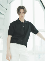 オープン半袖ニット / T1015 OPEN SHORT-SLEEVED KNIT_BLACK