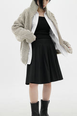 ケーブルハイネックジップアップカーディガン / Cable high neck zip-up cardigan (6color)