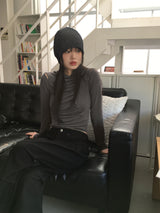 Shaz shirring shoulder slit hooded t-shirt