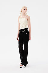チェリーレースブーツカットパンツ / CHERRY LACE BOOTCUT PANTS [BLACK]