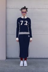LINE POINT HIGH NECK KNIT ZIP UP [NAVY]