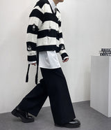 ストライプ ロープ クロップド ニットウェア / SK Stripe rope cropped knitwear (2 colors)