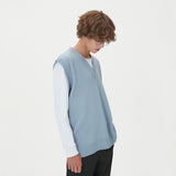 LAMBSWOOL V NECK KNIT VEST_SKY BLUE (6612813348982)