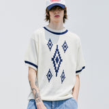 ナバジョパターンリンガーハーフニット / NAVAJO PATTERN RINGER HALF KNIT CREAM