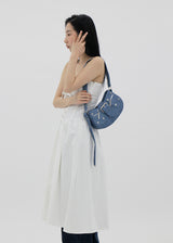 デニムスタッズショルダーバッグ/Denim Studded Shoulder Mini Bag (2color)