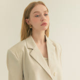 クロップアンバルハーフスリーブジャケット / Crop Unbal Half Sleeve Jacket (Ivory)
