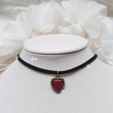 Burgundy Heart Earring and Choker Set