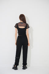 スリーブレスレイヤードクロップTシャツ/TOP(9233)Sleeveless Layered Crop Tee