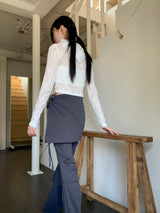 Swan rose see-through cropped hooded sweatshirt