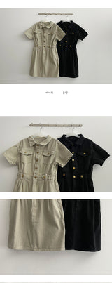 ラトコットンウォッシングポケットショートスリーブドレス / Rato Cotton Washing Pocket Short-sleeved Dress