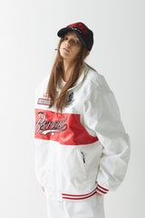 スポーティロゴカラーバーシティジャケット/BSR2223FWJK023 SPORTY LOGO COLLAR VARSITY JACKET WHITE