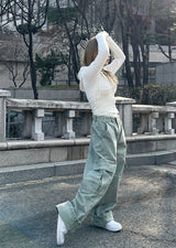 ディングデニムスリットワイドカーゴパンツ / Ding denim slit wide cargo pants