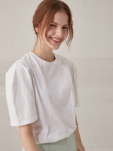 Curved short sleeve tee - White (6671615590518)