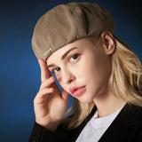 embroidery newsboy cap Light KHAKI