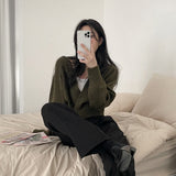 Off-Center Button Front Crop Cardigan