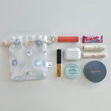 SKYBLUE FLOWER STRING POUCH