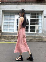 グリックフラワースクエアロングナシワンピース/Greek Flower Square Long Sleeveless Dress