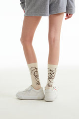 ドゥードゥルチェリープラネットグラフィックソックス／DOODLE CHERRY PLANET GRAPHIC SOCKS [IVORY]