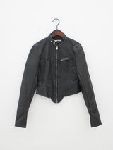 ピグメントウォッシュドレザージャケット/Pigment Washed Leather Jacket - Charcoal
