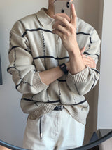 LMN Saint Checkered Semi Zip-Up Knitwear (3 colors)